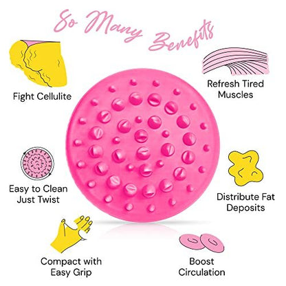 Scala Silicone Cellulite Massager - Pink Body Massager Tool for Firming, Exfoliating & Smoothing Skin