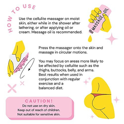 Scala Silicone Cellulite Massager - Pink Body Massager Tool for Firming, Exfoliating & Smoothing Skin