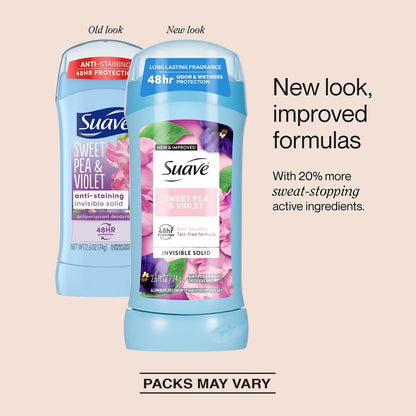 Suave Antiperspirant Deodorant for Women, Sweet Pea & Violet Invisible Solid, 3-Pack (2.6 oz each), Talc-Free Avelisse