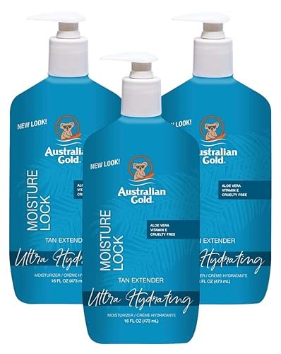 Australian Gold Moist Lock Tan Extender 16 oz Pump (Pack of 3) – After Sun Lotion for Long-Lasting Color Avelisse