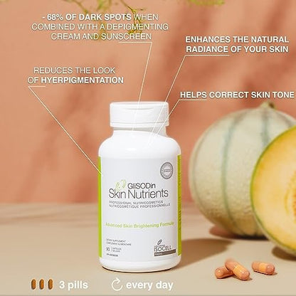 Glisodin Skin Nutrients Advanced Skin Brightening Formula – Brighter, Clearer, Firmer Complexion – Reduces Blemishes – 90 Capsules Avelisse