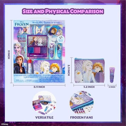 Disney Frozen Super Sparkly Cosmetic Beauty Makeup Set for Girls - 29 Piece Kit with Lip Gloss, Nail Stickers, Lip Balm, and More by Townley Girl Avelisse