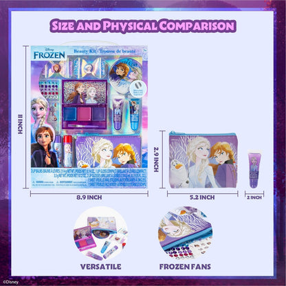 Disney Frozen Super Sparkly Cosmetic Beauty Makeup Set for Girls - 29 Piece Kit with Lip Gloss, Nail Stickers, Lip Balm, and More by Townley Girl Avelisse