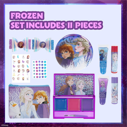 Disney Frozen Super Sparkly Cosmetic Beauty Makeup Set for Girls - 29 Piece Kit with Lip Gloss, Nail Stickers, Lip Balm, and More by Townley Girl Avelisse