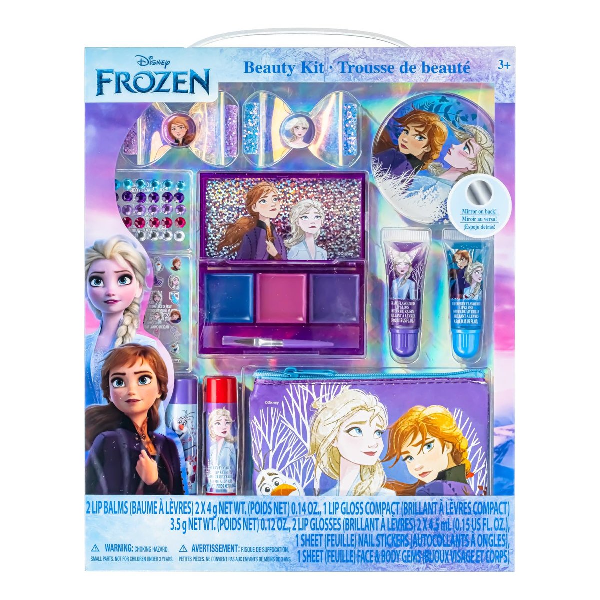 Disney Frozen Super Sparkly Cosmetic Beauty Makeup Set for Girls - 29 Piece Kit with Lip Gloss, Nail Stickers, Lip Balm, and More by Townley Girl Avelisse