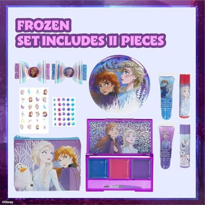 Disney Frozen Super Sparkly Cosmetic Beauty Makeup Set for Girls - 29 Piece Kit with Lip Gloss, Nail Stickers, Lip Balm, and More by Townley Girl Avelisse