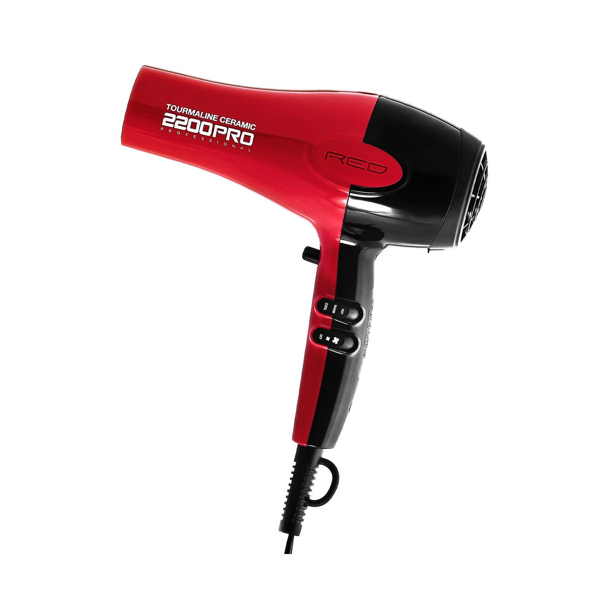 RED by Kiss Tourmaline Ceramic 2200W Professional Hair Dryer - Frizz-Free, 6 Heat Settings, Includes Extra Combs Avelisse