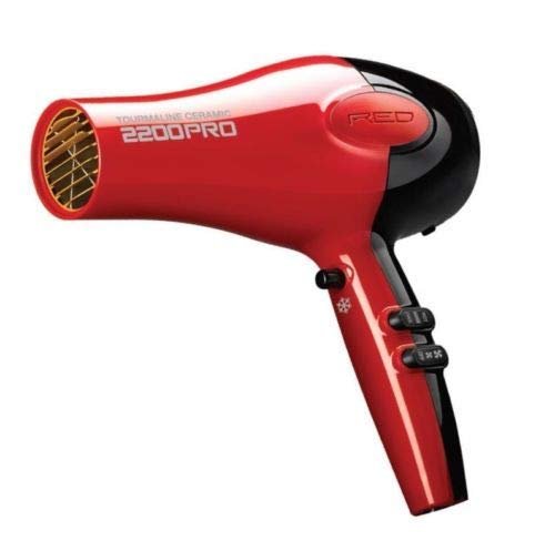 RED by Kiss Tourmaline Ceramic 2200W Professional Hair Dryer - Frizz-Free, 6 Heat Settings, Includes Extra Combs Avelisse