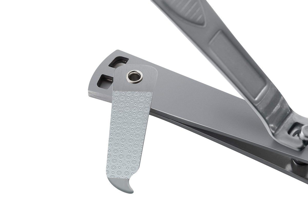 CLYPPI Stainless Steel Nail Clippers with Swing Out Cleaner and File – Precision Fingernail and Toenail Clippers, Wide Easy Press Lever, Silver, 1 Count Avelisse