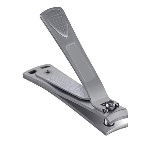 CLYPPI Stainless Steel Nail Clippers with Swing Out Cleaner and File – Precision Fingernail and Toenail Clippers, Wide Easy Press Lever, Silver, 1 Count Avelisse