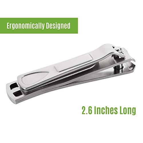CLYPPI Stainless Steel Nail Clippers with Swing Out Cleaner and File – Precision Fingernail and Toenail Clippers, Wide Easy Press Lever, Silver, 1 Count Avelisse
