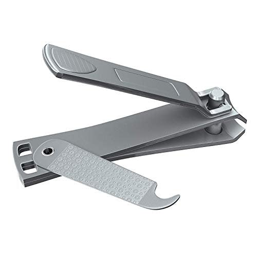 CLYPPI Stainless Steel Nail Clippers with Swing Out Cleaner and File – Precision Fingernail and Toenail Clippers, Wide Easy Press Lever, Silver, 1 Count Avelisse