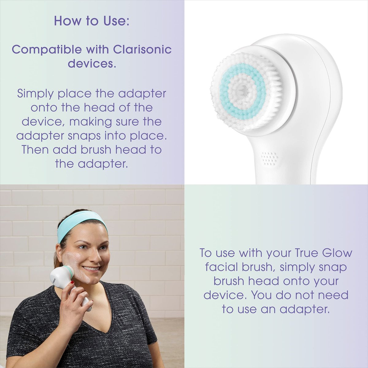 True Glow by Conair Facial Cleansing Brush Replacement Heads – Compatible with SFB and SFB3 Models – White, 1 Count Avelisse
