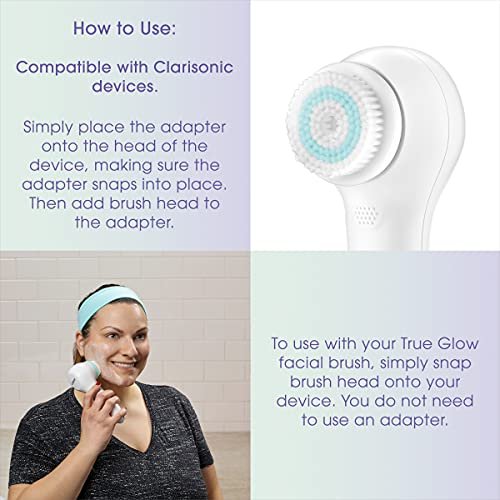 True Glow by Conair Facial Cleansing Brush Replacement Heads – Compatible with SFB and SFB3 Models – White, 1 Count Avelisse