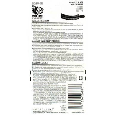Maybelline New York Volum' Express The Falsies Flared Washable Mascara - Blackest Black 00, 0.17 Fl Oz (Pack of 6) - görsel 14