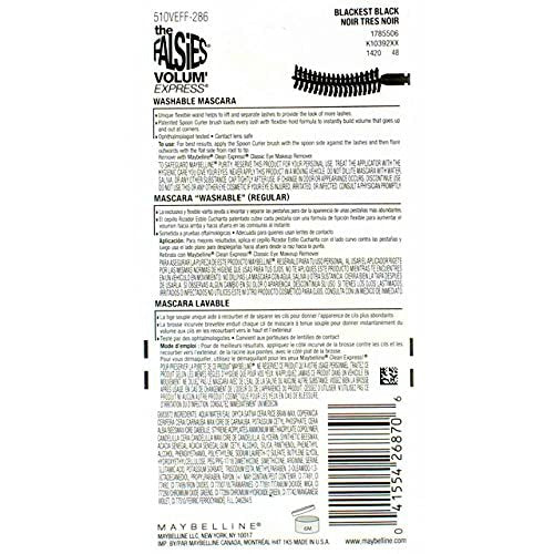 Maybelline New York Volum' Express The Falsies Flared Washable Mascara - Blackest Black 00, 0.17 Fl Oz (Pack of 6) - görsel 12