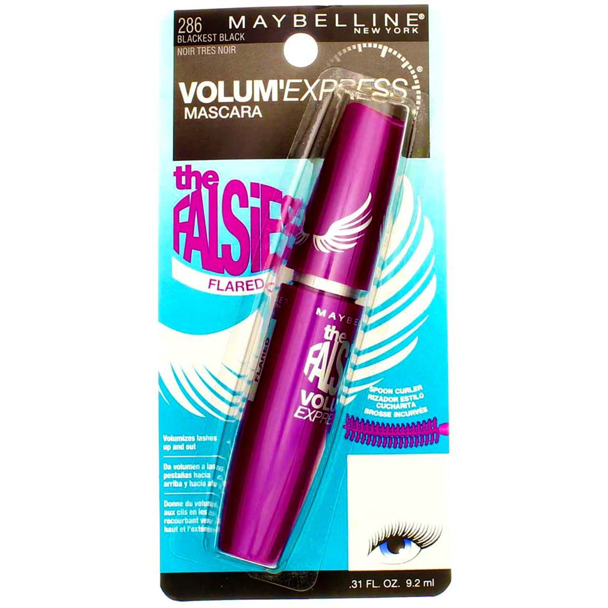 Maybelline New York Volum' Express The Falsies Flared Washable Mascara - Blackest Black 00, 0.17 Fl Oz (Pack of 6) - görsel 5