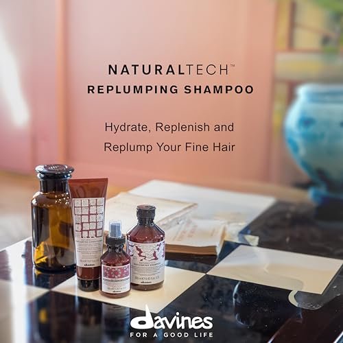Davines Naturaltech Replumping Shampoo - Moisturizing Shampoo for Fine Hair, Adds Elasticity, 8.45 oz Avelisse