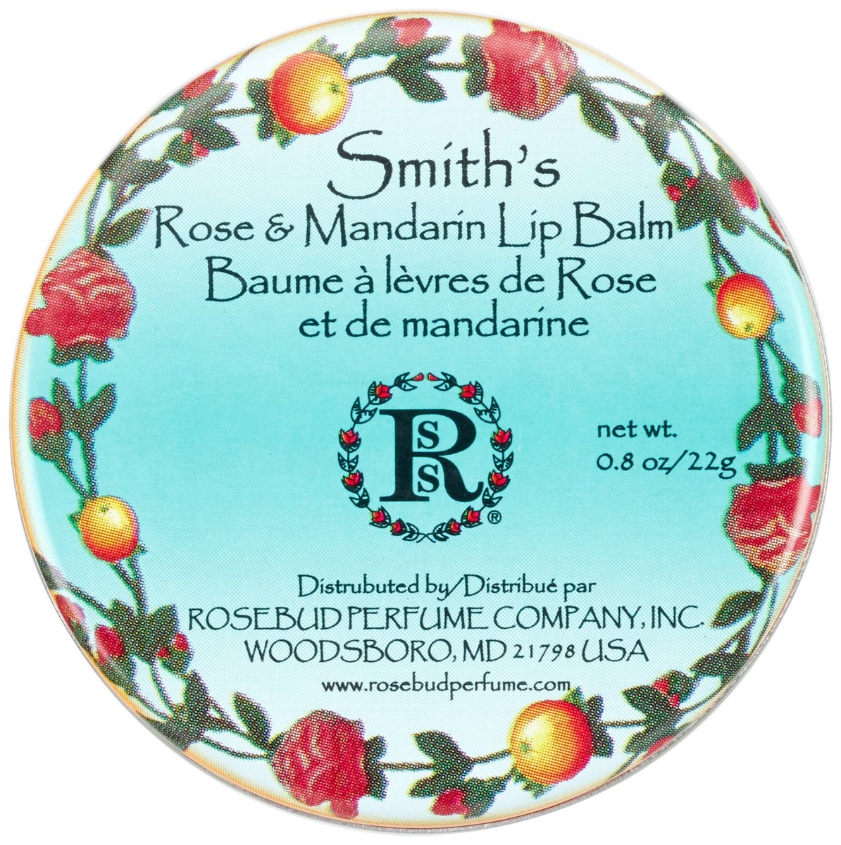 Rosebud Perfume Co. Rose and Mandarin Lip Balm Tin - 0.8 oz. Soothing Moisturizer - görsel 3