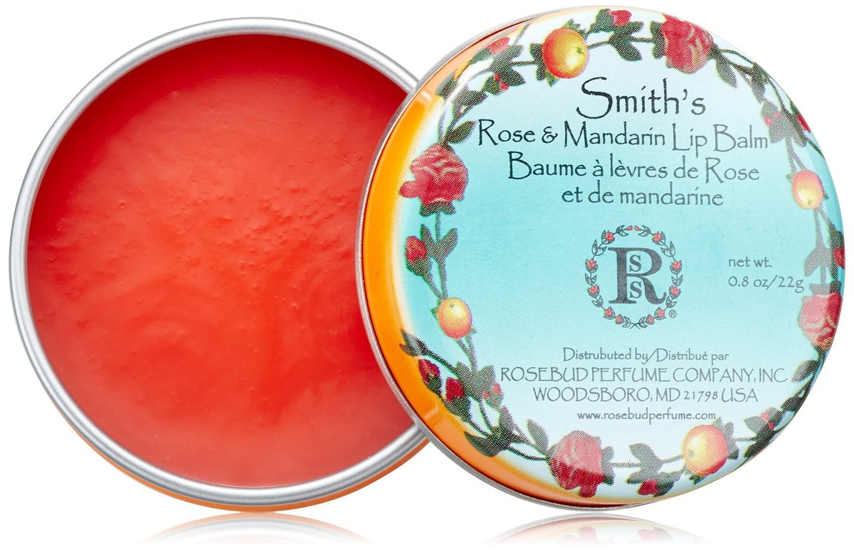 Rosebud Perfume Co. Rose and Mandarin Lip Balm Tin - 0.8 oz. Soothing Moisturizer - görsel 1