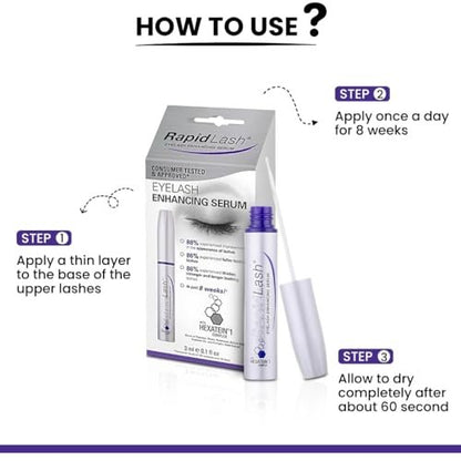 RapidLash Eyelash Enhancing Serum with HEXATEIN 1 Complex – Conditioning & Hydrating Lash Serum for Longer-Looking, Fuller and Thicker Appearing Lashes, 3 mL / 0.1 fl oz Avelisse