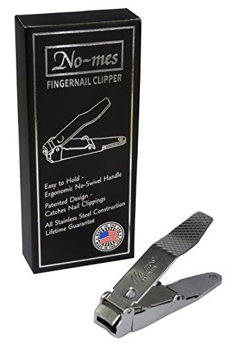 No-mes Fingernail Clipper - Catches Clippings, Built-in Nail File, Stainless Steel, Made in USA Avelisse