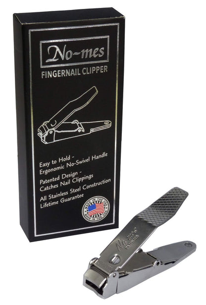 No-mes Fingernail Clipper - Catches Clippings, Built-in Nail File, Stainless Steel, Made in USA Avelisse