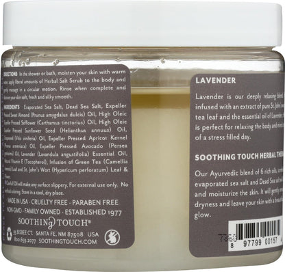 Soothing Touch Herbal Salt Scrub, Lavender - 20 oz (1.25 lb) - Natural Exfoliating Body Scrub for Soft, Smooth Skin Avelisse