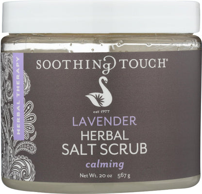Soothing Touch Herbal Salt Scrub, Lavender - 20 oz (1.25 lb) - Natural Exfoliating Body Scrub for Soft, Smooth Skin Avelisse