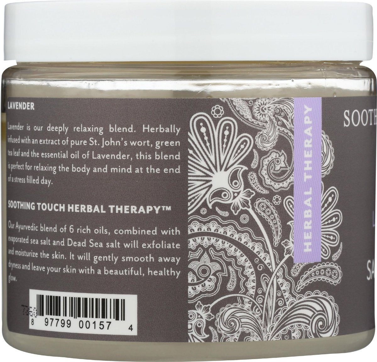 Soothing Touch Herbal Salt Scrub, Lavender - 20 oz (1.25 lb) - Natural Exfoliating Body Scrub for Soft, Smooth Skin Avelisse