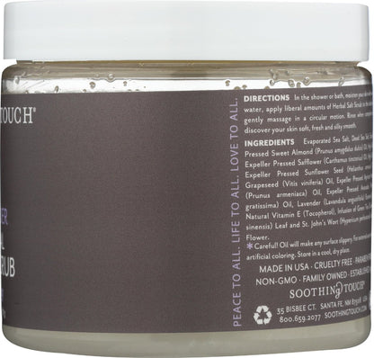 Soothing Touch Herbal Salt Scrub, Lavender - 20 oz (1.25 lb) - Natural Exfoliating Body Scrub for Soft, Smooth Skin Avelisse