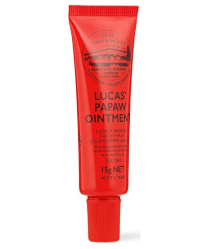 Lucas Papaw Ointment 15g Tube with Lip Applicator — Fermented Papaya Lip Balm for Dry, Chapped Lips, Purse-Size Skin Ointment, Made in Australia
