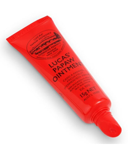 Lucas Papaw Ointment 15g Tube with Lip Applicator — Fermented Papaya Lip Balm for Dry, Chapped Lips, Purse-Size Skin Ointment, Made in Australia