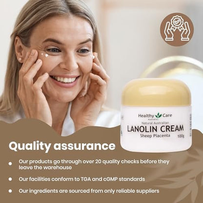 Healthy Care Australia Lanoline Cream with Sheep Placenta – 100g Moisturizer