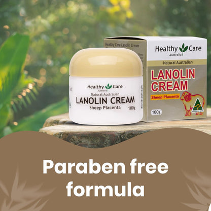 Healthy Care Australia Lanoline Cream with Sheep Placenta – 100g Moisturizer