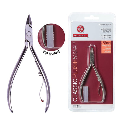MUNDIAL 522-AP Super Sharp Cuticle Nipper – Professional Carbon Steel Cuticle Trimmer with Durable Spring & Tip Guard