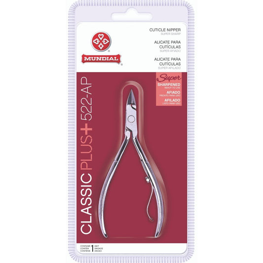 MUNDIAL 522-AP Super Sharp Cuticle Nipper – Professional Carbon Steel Cuticle Trimmer with Durable Spring & Tip Guard