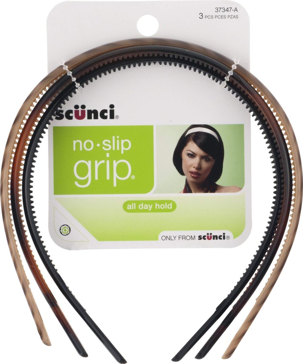 Scunci No Slip Skinny Headband 3-Pack - Tortoise Shell & Brown Silicone Blend - görsel 1
