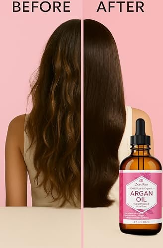 Leven Rose Organic Argan Oil for Hair, Face and Skin - 4 oz 100% Pure Moroccan Cold-Pressed Organic Avelisse