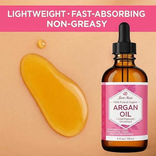 Leven Rose Organic Argan Oil for Hair, Face and Skin - 4 oz 100% Pure Moroccan Cold-Pressed Organic Avelisse