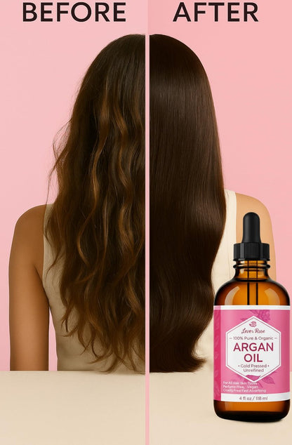Leven Rose Organic Argan Oil for Hair, Face and Skin - 4 oz 100% Pure Moroccan Cold-Pressed Organic Avelisse