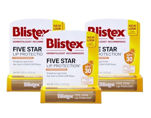 Blistex 5 Star Lip Protectant .15 oz, 3-Pack – Daily Lip Balm for Dry, Chapped Lips