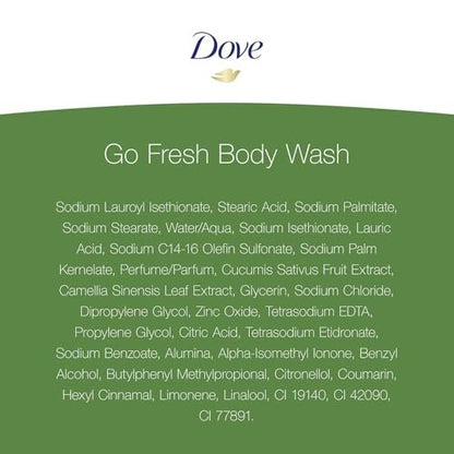 Dove Go Fresh Cucumber & Green Tea Body Wash, 12 oz (Pack of 3) - Refreshing & Nourishing Shower Gel Avelisse