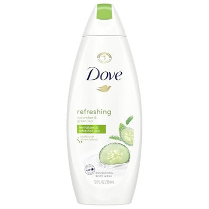 Dove Go Fresh Cucumber & Green Tea Body Wash, 12 oz (Pack of 3) - Refreshing & Nourishing Shower Gel Avelisse