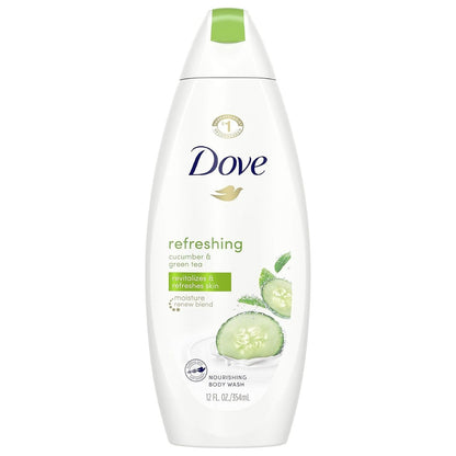 Dove Go Fresh Cucumber & Green Tea Body Wash, 12 oz (Pack of 3) - Refreshing & Nourishing Shower Gel Avelisse
