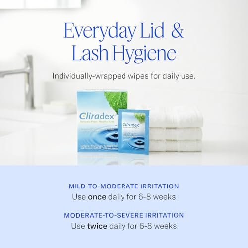 Cliradex Towelettes - Natural Face, Eyelash & Eyelid Cleanser Wipes for Demodex, Blepharitis, MGD & Red Irritated Eyes - Tea Tree Oil Extract - 24 Count Avelisse