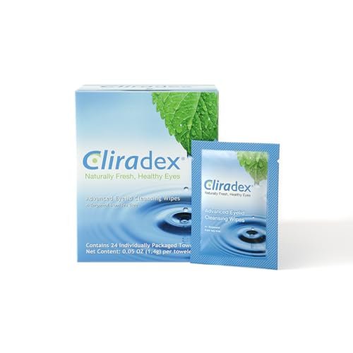 Cliradex Towelettes - Natural Face, Eyelash & Eyelid Cleanser Wipes for Demodex, Blepharitis, MGD & Red Irritated Eyes - Tea Tree Oil Extract - 24 Count Avelisse
