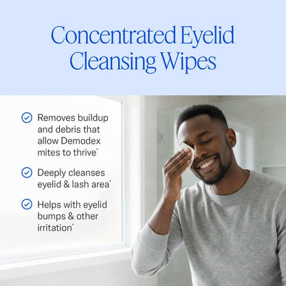 Cliradex Towelettes - Natural Face, Eyelash & Eyelid Cleanser Wipes for Demodex, Blepharitis, MGD & Red Irritated Eyes - Tea Tree Oil Extract - 24 Count Avelisse