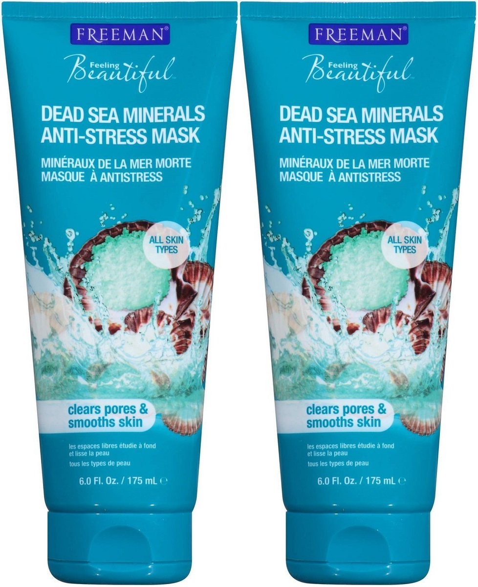 Freeman Anti-Stress Clay Facial Mask with Dead Sea Minerals, Balancing and Clearing Beauty Face Mask, 6 oz, 2 Pack - görsel 1