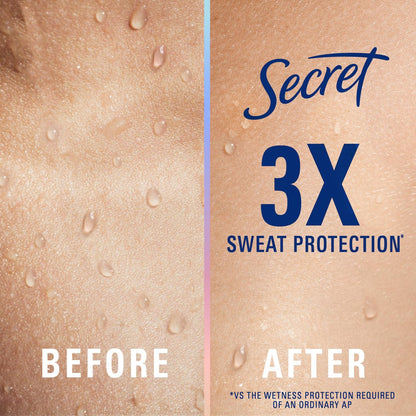 Secret Clinical Strength Antiperspirant & Deodorant for Women, Invisible Solid, Powder Protection, 100 Hour Sweat & Odor Protection, 3X Stress Protection, with Hyaluronic Acid, pH Balanced, 2.6 oz